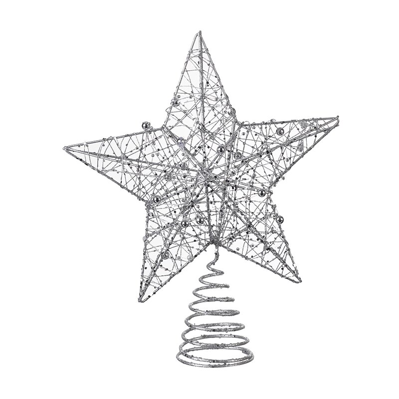 silver metal star tree topper